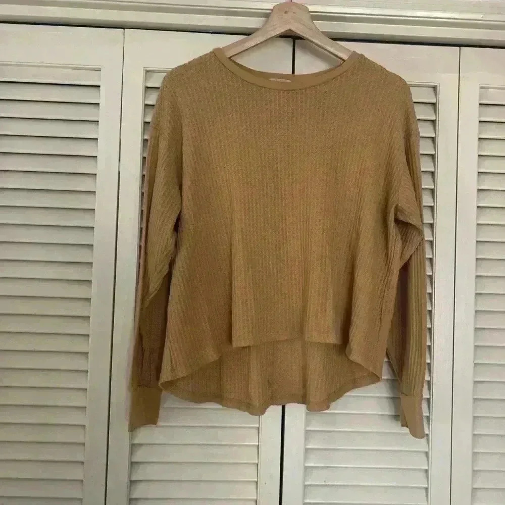 Project social T waffle knit long sleeve top